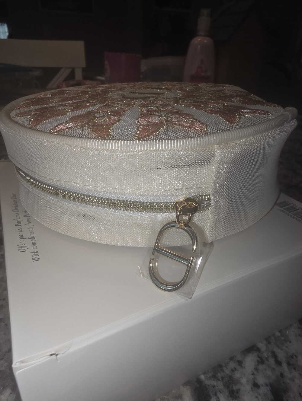 NEW DIOR Parfums Butterfly Embroidered Metallic Cosmetic Pouch! - Picture 7 of 13